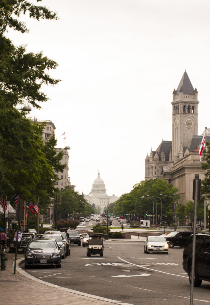 Looking Down the Street at the Capitol Building, D.C.